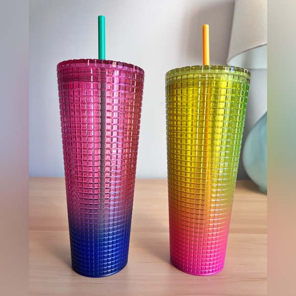 NWT Starbucks Strawberry Lemonade Ombre Disco Grid Summer 2022 Venti Tumbler - Picture 6 of 9
